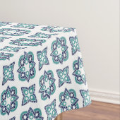 テーブルクロスカントリーコテージブルー&ターコイズプリント テーブルクロス (インサイチュ)