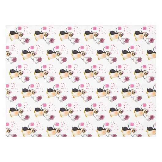 テーブルクロスバレンタインデペンギンハート テーブルクロス (正面(横))