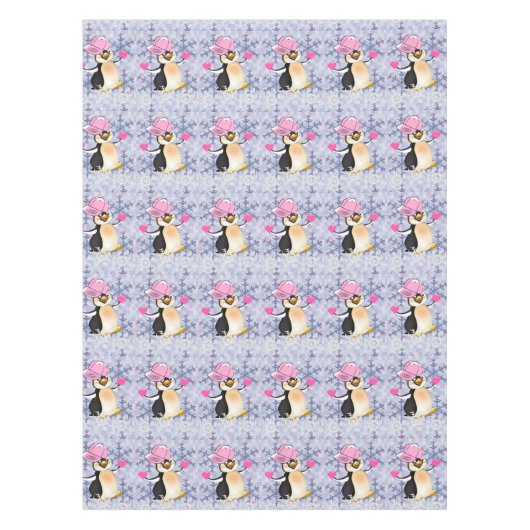 テーブルクロスバレンタインデペンギンハート テーブルクロス (正面)