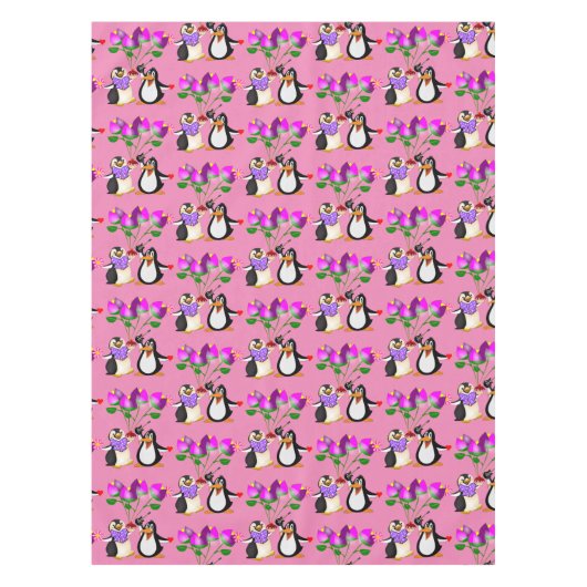テーブルクロスバレンタインデペンギンハート テーブルクロス (正面)