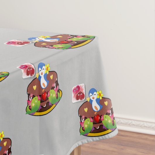 テーブルクロスバレンタインデペンギンハート テーブルクロス (インサイチュ)