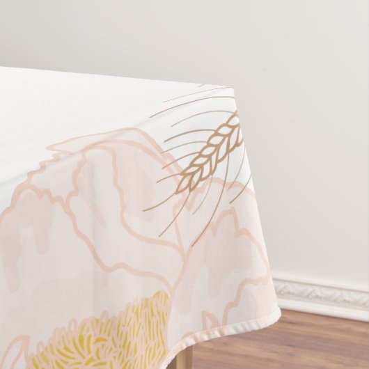 テーブルクロスベビーピンクコスモスオンホワイト テーブルクロス (インサイチュ)