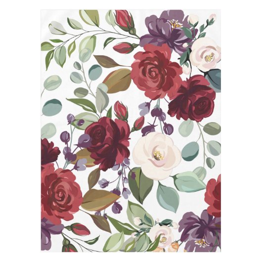 テーブルクロスホワイトローゼス金ゴールド幾何学模様 テーブルクロス (正面)