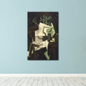 テーブルクロス市松模様にのフルーツ皿 キャンバスプリント (インサイチュ (ウッドフロア))