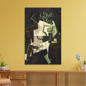 テーブルクロス市松模様にのフルーツ皿 キャンバスプリント (インサイチュ (リビング))