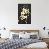 テーブルクロス市松模様にのフルーツ皿 キャンバスプリント (インサイチュ (寝室))