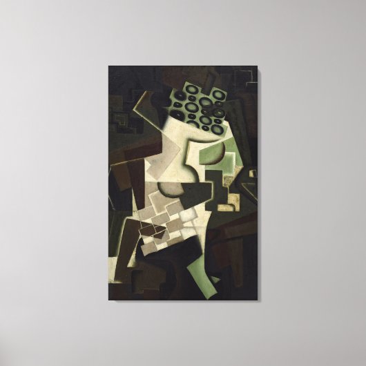 テーブルクロス市松模様にのフルーツ皿 キャンバスプリント (正面)