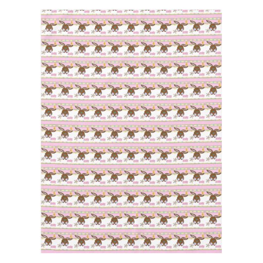 テーブルクロス復活祭バニーエッグピンク テーブルクロス (正面)