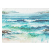 テーブルクロス海波ビーチ水色絵を描の テーブルクロス (正面(横))