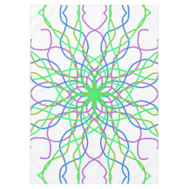 テーブルクロス白い緑の万華鏡のように千変万化するパターン花 テーブルクロス