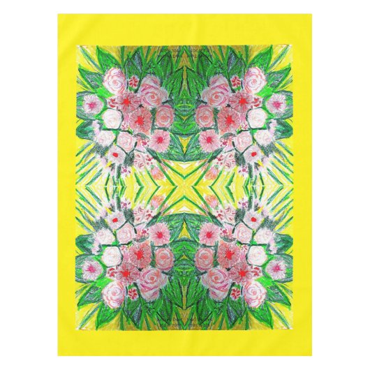 テーブルクロス·グリーン、ピンク、黄色 テーブルクロス (正面)