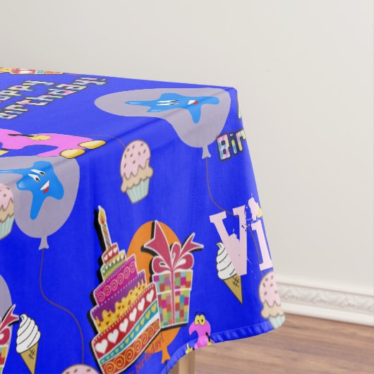 テーブルクロス、ハッピーサードバースデー、#3ブルー テーブルクロス (インサイチュ)