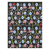 テーブルクロス、ハッピーファースト誕生日、#1ブラック テーブルクロス (正面)