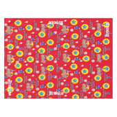 テーブルクロス、ハッピー4歳の誕生日、#4赤 テーブルクロス (正面(横))