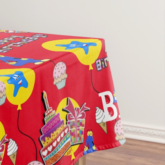 テーブルクロス、ハッピー4歳の誕生日、#4赤 テーブルクロス (インサイチュ)