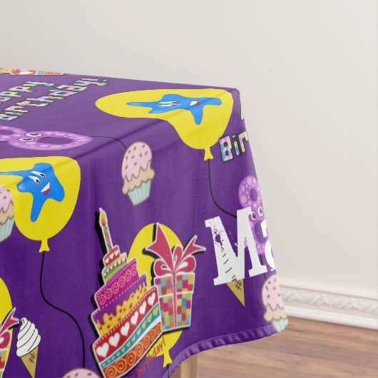 テーブルクロス、ハッピー8誕生日、#8紫 テーブルクロス (インサイチュ)