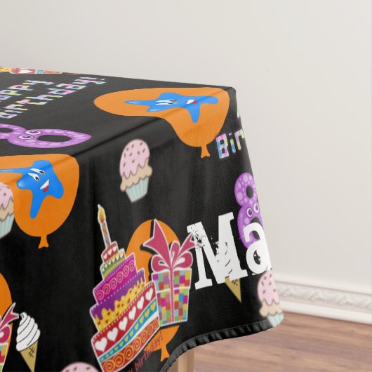 テーブルクロス、ハッピー8誕生日、#8黒 テーブルクロス (インサイチュ)
