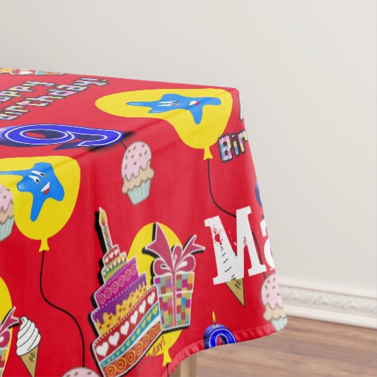 テーブルクロス、ハッピー9誕生日、#9赤 テーブルクロス (インサイチュ)