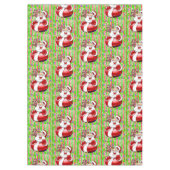 テーブルクロス、メリークリスマスストライプテディベア テーブルクロス (正面)