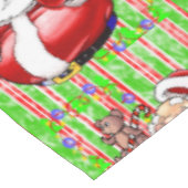 テーブルクロス、メリークリスマスストライプテディベア テーブルクロス (アングル)