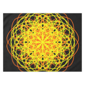 テーブルクロス、黄色オレンジ色万華鏡のように千変万化するパターン花 テーブルクロス (正面(横))