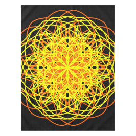 テーブルクロス、黄色オレンジ色万華鏡のように千変万化するパターン花 テーブルクロス