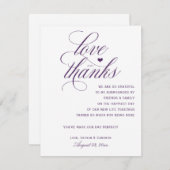 テーブルサンキューカード |王室の書道（プラム） 招待状 (正面/裏面)