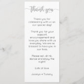 テーブルサンキューカード、設定カードの感謝してい配置 メニュー (正面)