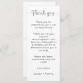 テーブルサンキューカード、設定カードの感謝してい配置 メニュー (正面/裏面)