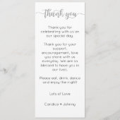 テーブルサンキューカード、設定カードの感謝してい配置 メニュー (正面)