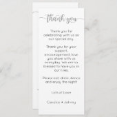 テーブルサンキューカード、設定カードの感謝してい配置 メニュー (正面/裏面)