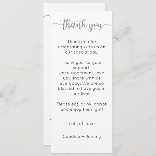 テーブルサンキューカード、設定カードの感謝してい配置 メニュー (正面/裏面)