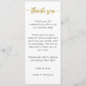 テーブルサンキューカード、設定カードの感謝してい配置 メニュー (正面)