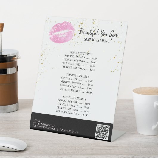 *～*テーブルテントピンクLIPSテーブルトップペデスタル記号 台座サイン (インサイチュ)