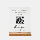 テーブルテントミニマリストQrコードからヒントサロンスタイリスト アクリルサイン (正面)