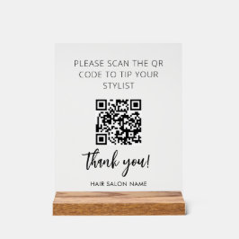 テーブルテントミニマリストQrコードからヒントサロンスタイリスト アクリルサイン