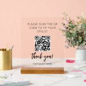 テーブルテントミニマリストQrコードからヒントサロンスタイリスト アクリルサイン (ウェディング)