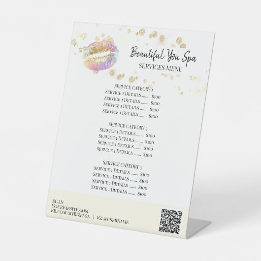 *~*テーブルテント卓上グリッターLIPSペデスタルサイン 台座サイン (正面)