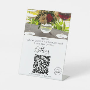 *~*テーブルテント卓上レストランアップロードロゴQR 台座サイン