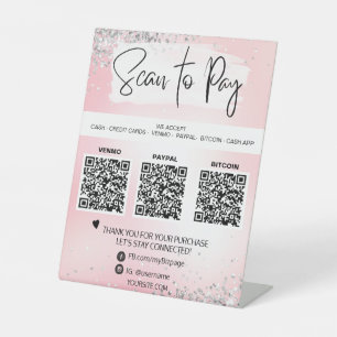 *～*テーブルテントQR支払いペデスタルSignTabletop  台座サイン