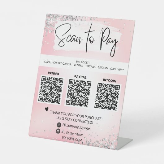 *~*テーブルテントQR支払ペデスタルSignTabletop 台座サイン (正面)