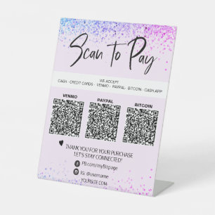 *~*テーブルテントQR支払レインボーテーブルトップ 台座サイン