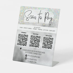 *～*テーブルテントQR支払虹テーブルトップ  台座サイン