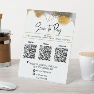 *～*テーブルテントQR 3支払いの結晶 台座サイン