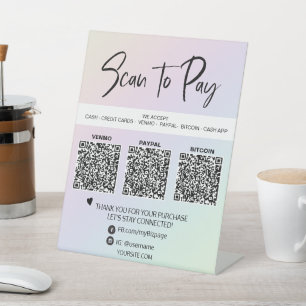 *~*テーブルテントQR 3支払いテーブルトップレインボー 台座サイン