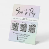 *~*テーブルテントQR 3支払いテーブルトップ虹 台座サイン (正面)