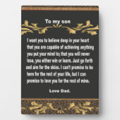 テーブルトップのプレート、私の息子への贈り物、引用文 フォトプラーク (正面)