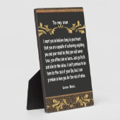 テーブルトップのプレート、私の息子への贈り物、引用文 フォトプラーク (側面)