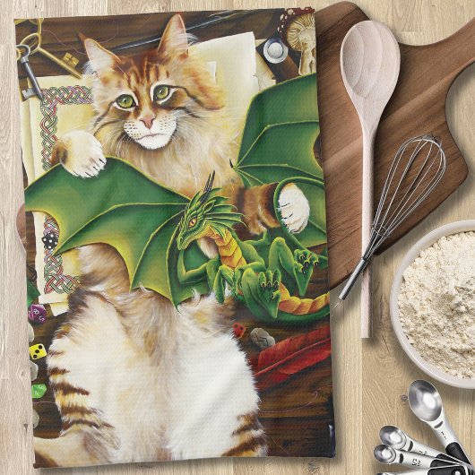 テーブルトップゲームドラゴンキャット キッチンタオル