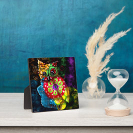 テーブルトッププラークお洒落抽象芸術フクロウフォークアート フォトプラーク